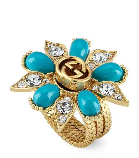 gucci ring interlocking g silver|gucci flower tuquise ring.